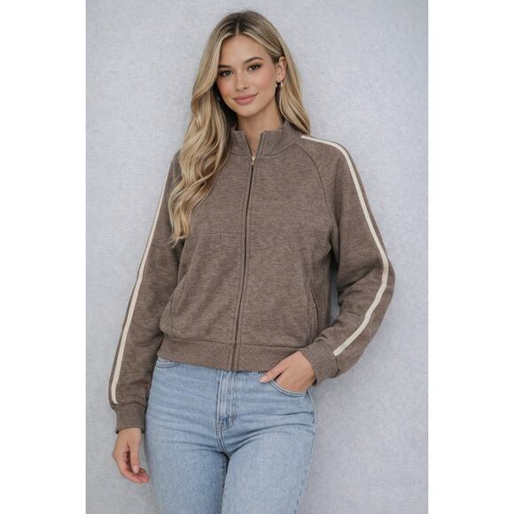 HALARA Jackets & Blazers - NEW Halara Women's XL Ribbed Stand Collar Long Sleeve  Jacket Brown